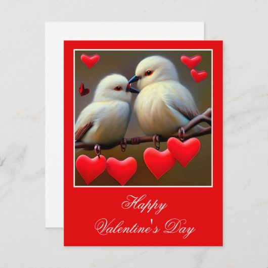 Loopvogels valentijn feestdagenkaart (Voorkant / Achterkant)