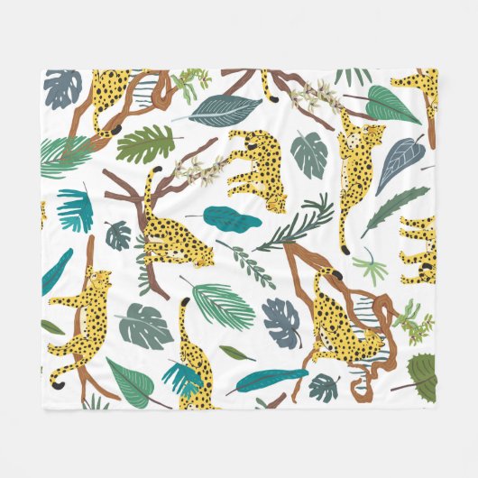 Loopvogels wilde dieren in het oerwoud die met de fleece deken (Voorkant (Horizontaal))