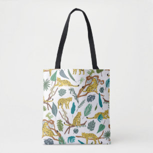 Loopvogels wilde dieren in het oerwoud die met de tote bag
