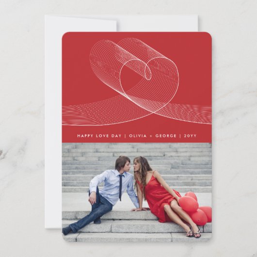 Loopy Love Lines Hart Eenvoudige Valentijnsdag Fot Feestdagenkaart (Voorkant)