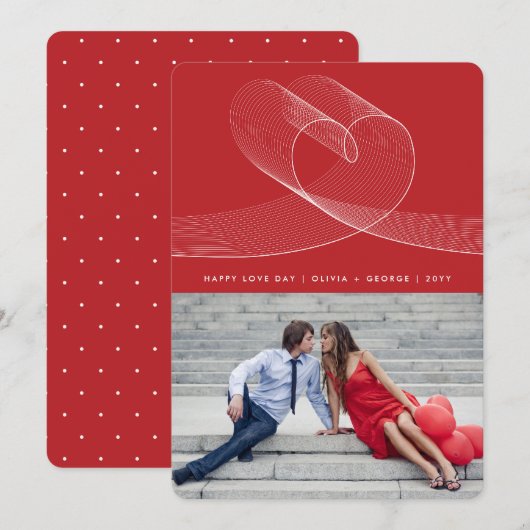 Loopy Love Lines Hart Eenvoudige Valentijnsdag Fot Feestdagenkaart (Voorkant / Achterkant)