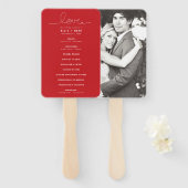 Loopy Love Lines Red Heart Photo Wedding Program Handwaaier (Voorkant en achterkant)