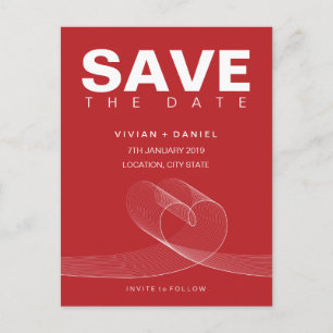 Loopy Love Lines White Save the Date Briefkaart