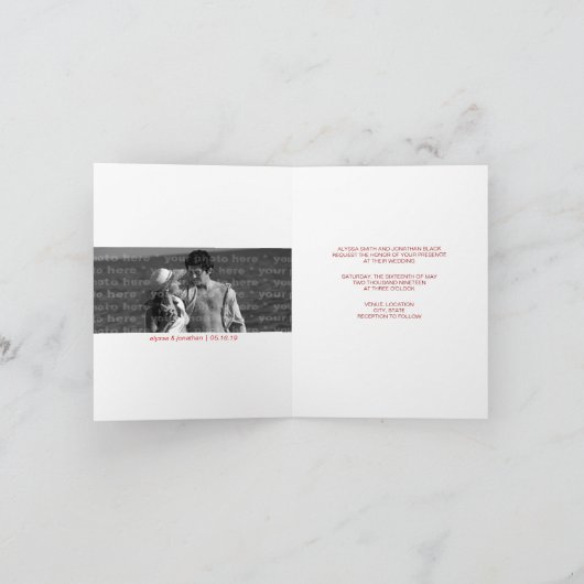 Loopy Love Lines White Wedding Invitation Kaart (Binnen)