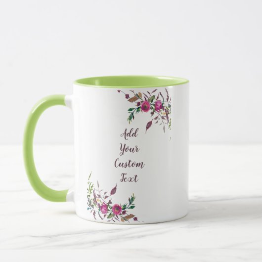 Loose pink watercolor flowers customizable mok (Links)