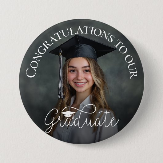 Loose Script Photo Afstuderen Gefeliciteerd Afstud Ronde Button 7,6 Cm (Voorkant)