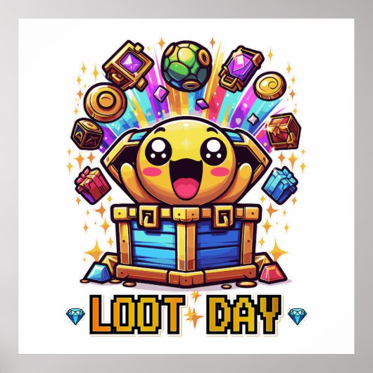 Loot Day Gaming Schatkist Grafisch Poster (Voorkant)