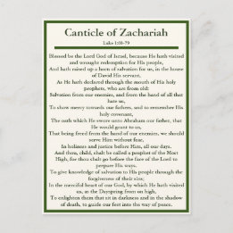 Lootzang van Zacharias en Magnificat gebedenkaart Briefkaart