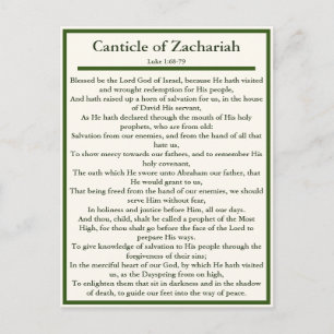 Lootzang van Zacharias en Magnificat gebedenkaart Briefkaart