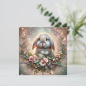 Lop Eared Bunny Flower Fantasy Pasen Feestdagenkaart (Staand voorkant)