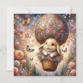 Lop Eared Bunny Pastel Easter Egg Balloon Feestdagenkaart (Voorkant)