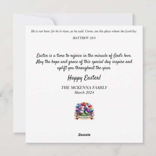 Lop Eared Bunny Pink Floral Art Nouveau Pasen Feestdagenkaart (Achterkant)