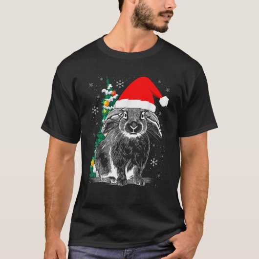 Lop Eared Bunny Rabbit draagt kerstkerstman T-shirt (Voorkant)
