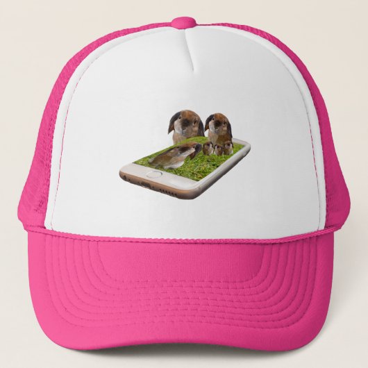 Lop Eared Bunny Rabbit Family Tech Swavy Trucker Pet (Voorkant)