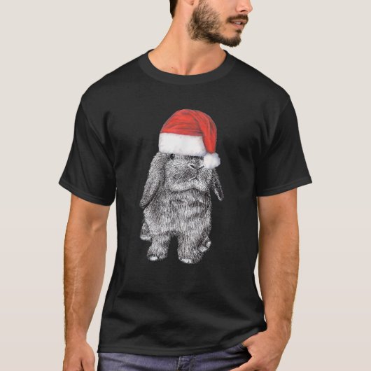 Lop Eared Bunny Rabbit in Santa Claus Christmas Ha T-shirt (Voorkant)