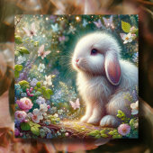 Lop Eared Bunny Vlinders Lente Bloemen Feestdagenkaart