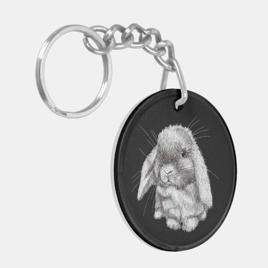 Lop Eared Konijnenkonijn Schets Mannen Vrouwen Kin Sleutelhanger (Voorkant Links)