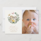 Lop Konijn Konijntje Vlinder 1e Verjaardag Foto Kaart (Voorkant)