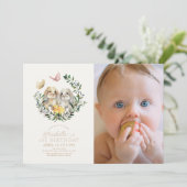 Lop Konijn Konijntje Vlinder 1e Verjaardag Foto Kaart (Staand voorkant)