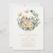 Lop Rabbit Bunny Chick Butterfly Baby shower Kaart (Voorkant)