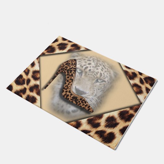 Lopard High Hiel & Face Design Deurmat (Schuin)