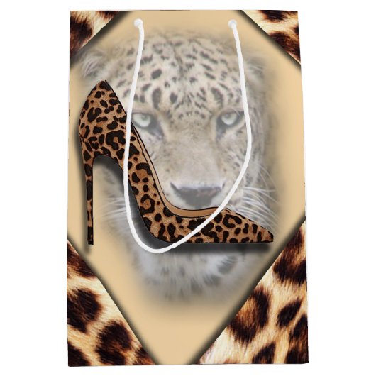 Lopard High Hiel & Face Design Medium Cadeauzakje (Voorkant)