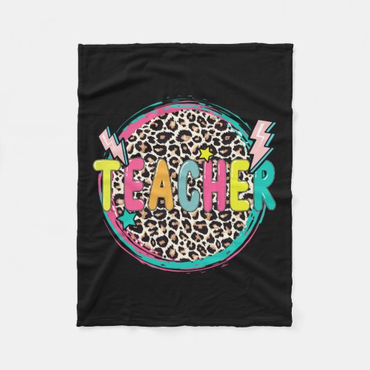 Lopard leraar Happy First Day of School Teacher Fleece Deken (Voorkant)