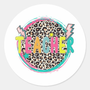 Lopard leraar Happy First Day of School Teacher Ronde Sticker