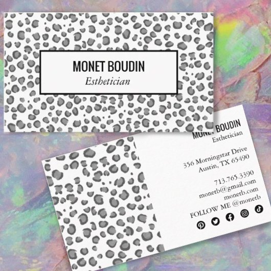 Lopard Modern Animal Print Social Media Icons Visitekaartje