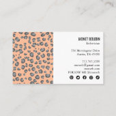 Lopard Modern Animal Print Social Media Icons Visitekaartje (Achterkant)