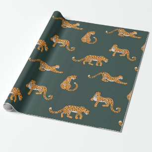 Lopard-patroon vlakke kleur naadloze ontwerpverlic cadeaupapier