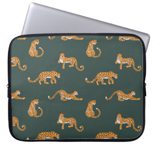 Lopard-patroon vlakke kleur naadloze ontwerpverlic laptop sleeve