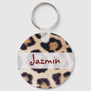Lopard Print Big Cat Real Fur Patroon Design Sleutelhanger