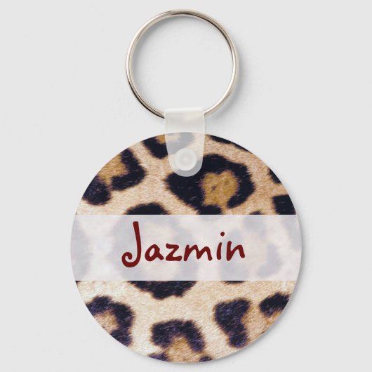 Lopard Print Big Cat Real Fur Patroon Design Sleutelhanger (Voorkant)