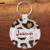 Lopard Print Big Cat Real Fur Patroon Design Sleutelhanger (Voorkant)