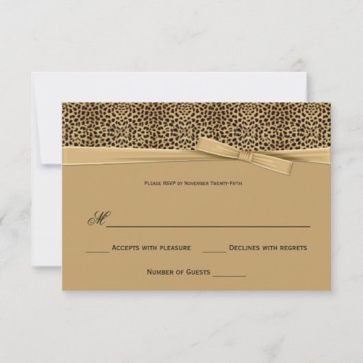Lopard Print Gold Ribbon RSVP Uitnodiging (Voorkant)