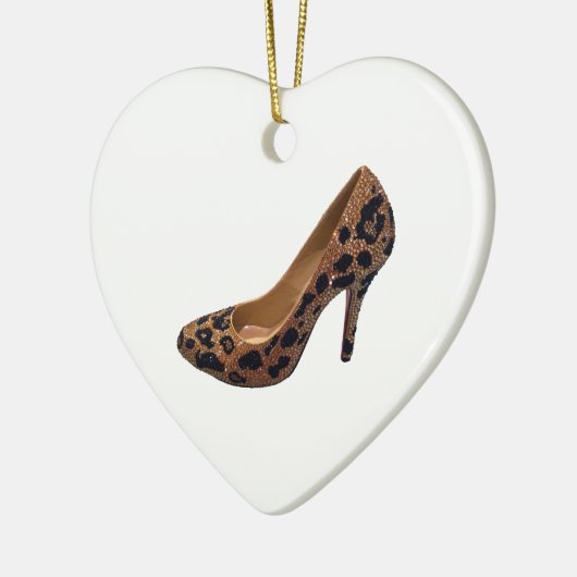 Lopard Print High-Hiel-schoeppomp Keramisch Ornament (Links)