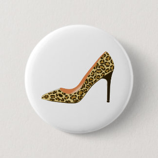 Lopard Print High Hiel Shoe Ronde Button 5,7 Cm