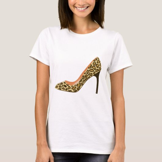 Lopard Print High Hiel Shoe T-shirt (Voorkant)