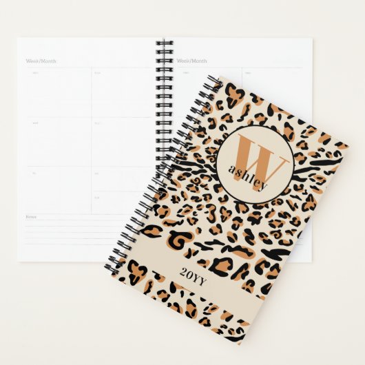 Lopard Print Modern Monogrammed 2023 Planner (Display)