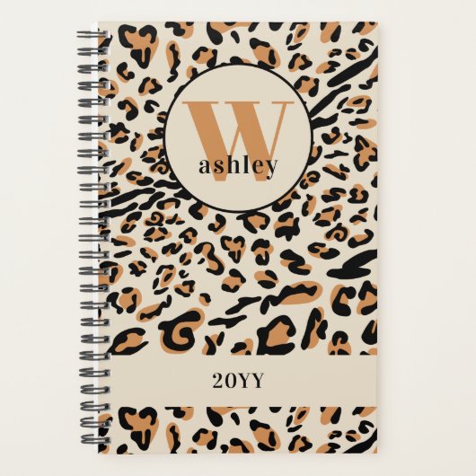 Lopard Print Modern Monogrammed 2023 Planner (Voorkant)