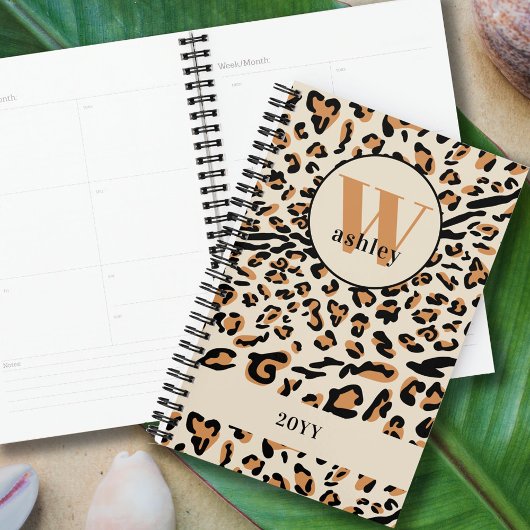 Lopard Print Modern Monogrammed 2023 Planner