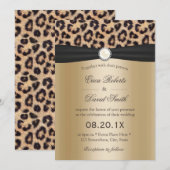 Lopard Print Pearl en Black Ribbon Elegant Wedding Kaart (Voorkant / Achterkant)