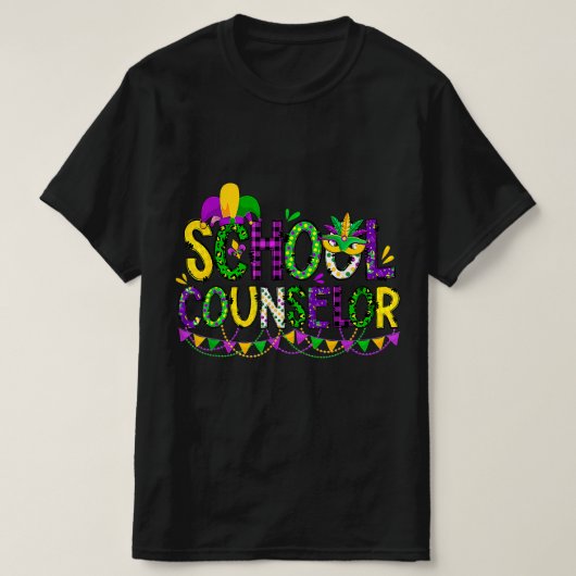 Lopard School Counselor Mardi Gras Fat Bead dinsda T-shirt (Design voorkant)