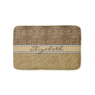 Lopard Spot Gold Glitter Rhinestone FOTO PRINT Badmat