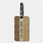 Lopard Spot Gold Glitter Rhinestone FOTO PRINT Bagagelabel (Achterkant verticaal)