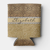 Lopard Spot Gold Glitter Rhinestone FOTO PRINT Blikjeskoeler (Voorkant)