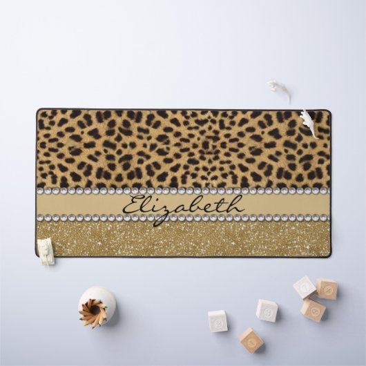 Lopard Spot Gold Glitter Rhinestone FOTO PRINT Bureaumat (Kindertafel)