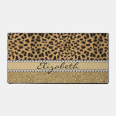 Lopard Spot Gold Glitter Rhinestone FOTO PRINT Bureaumat (Voorkant)