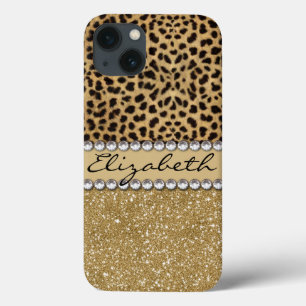 Lopard Spot Gold Glitter Rhinestone FOTO PRINT  Case-Mate iPhone Case